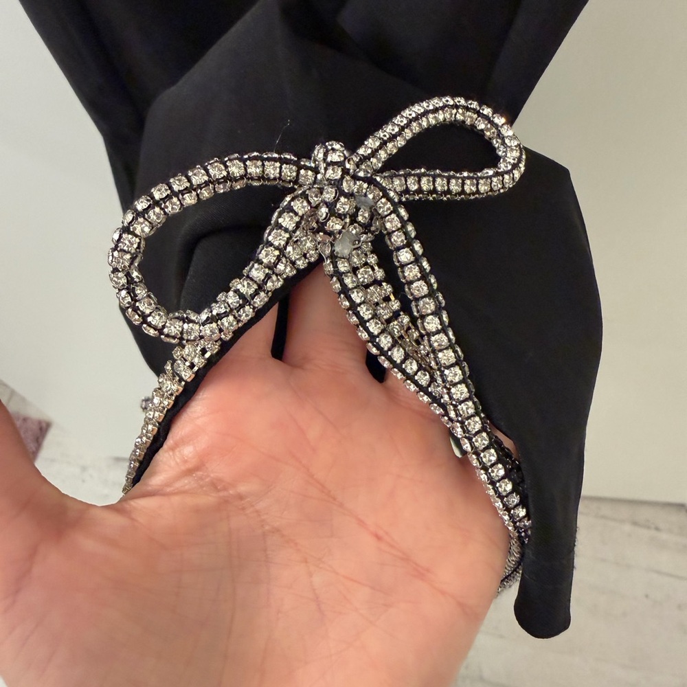 Sexy White Fox Black Obsession Mini Dress with Rhinestones - Picture 9 of 10